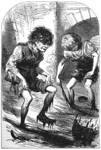 Mudlarks of Victorian London in the River Thames, from "The Headington Magazine" 1871 (public domain image).